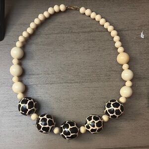 Elegant Cream and Black Beaded Necklace
